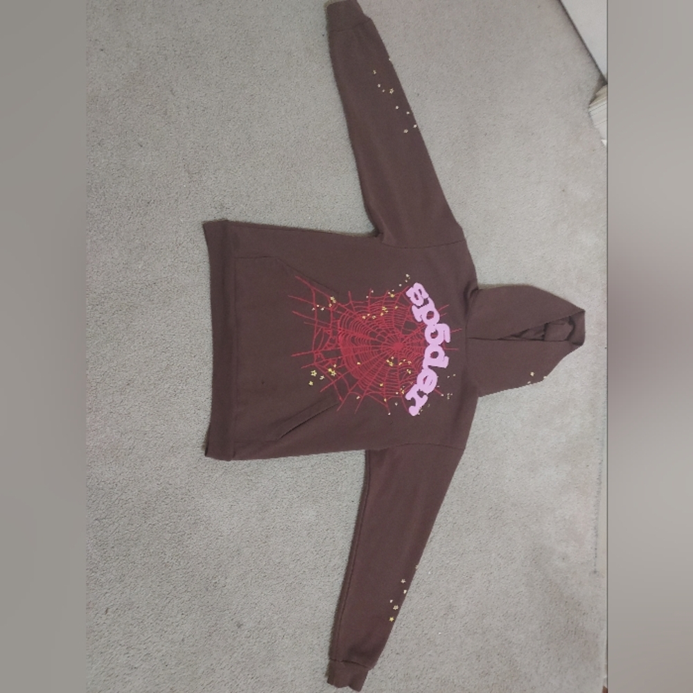 Sp5der x Young Thug Hoodie Brown size medium